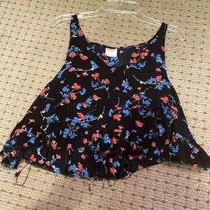Free people floral tank top linen material